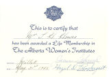 Life Membership Certificate of Mrs. Ruth Howes - May 31, 1955 