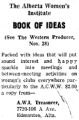 Advertisement selling the Alberta Women's Institute Book of Ideas 