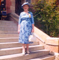 Mrs. Ruth Howes in front of Convocation Hall - University of Alberta Edmonton, 